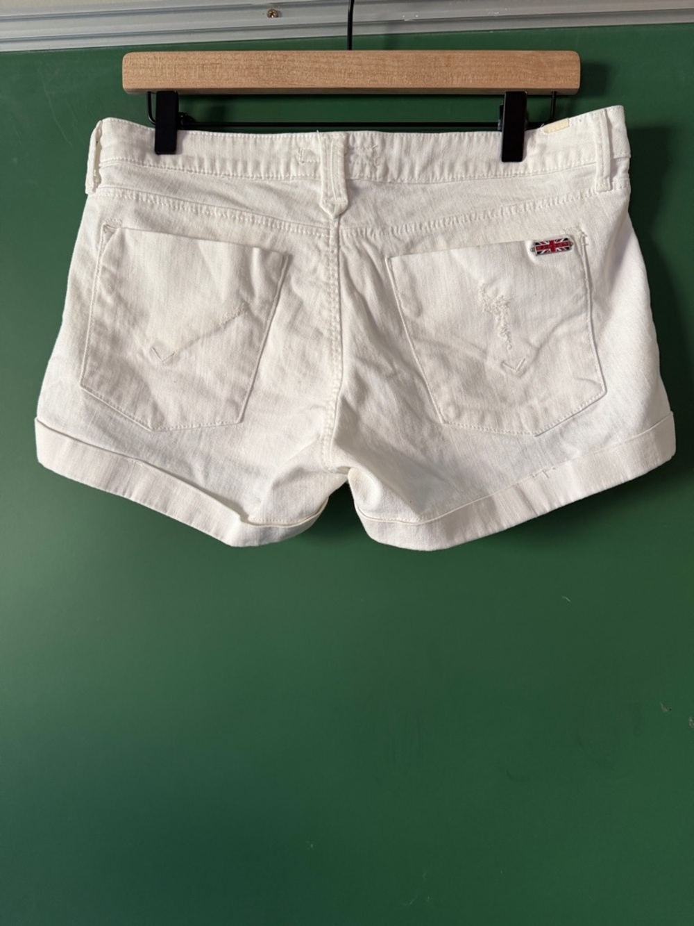 Hudson Jeans White Denim Cuffed Shorts Womens 10 Summer Classic Low-Rise